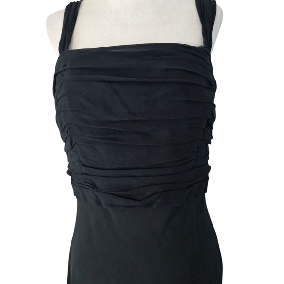 Ann Taylor Asymmetrical Prom Flowy   Black Chiffon Sleek Maxi Dress Size 8 - Picture 8 of 16